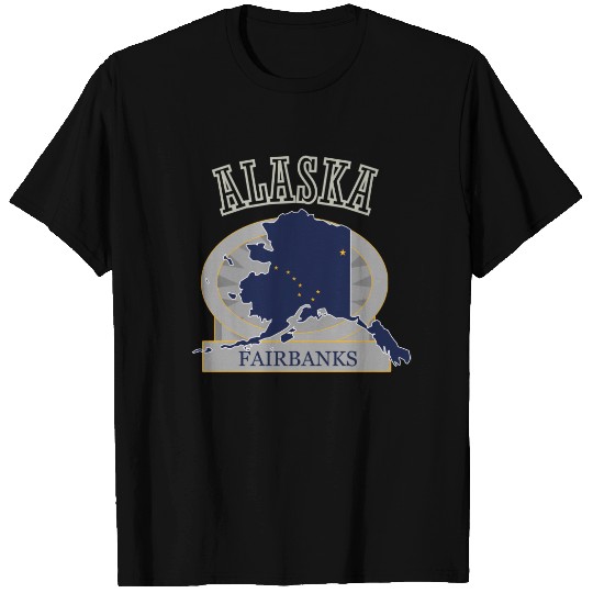 Fairbanks Alaska Flag Map Mens Navy Blue T-shirt