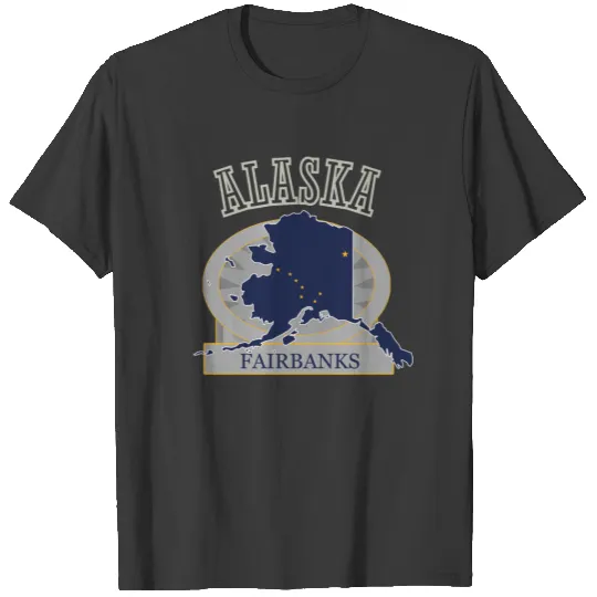 Fairbanks Alaska Flag Map Mens Navy Blue T-shirt