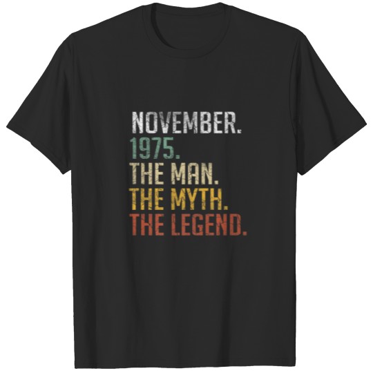 Discover Mens 46 Years Old November 1975 Man Myth Legend 46 T-shirt