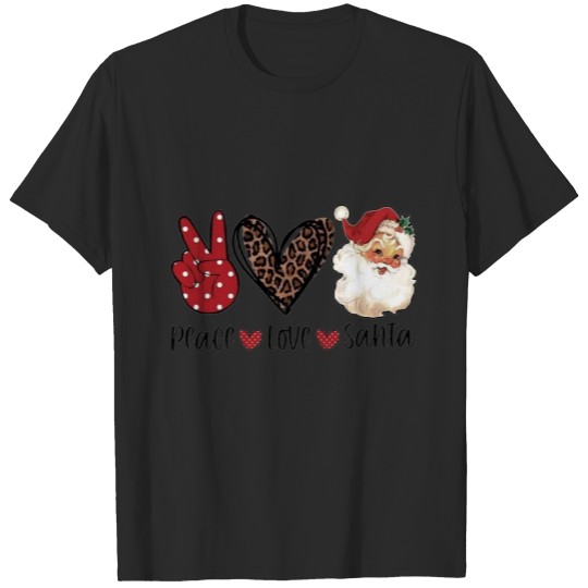 Discover PEACE LOVE SANTA CLAUSE POLKA DOT CHEETAH PRINT T-shirt