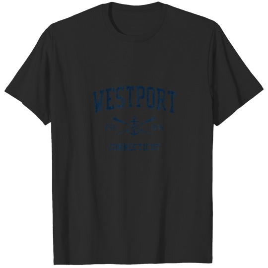 Discover Westport CT Vintage Navy Crossed Oars T-shirt