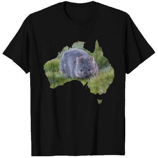 Australia Outline Shape Wombat Tasmania Grass T-shirt