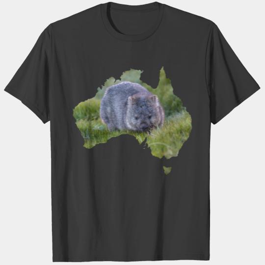 Australia Outline Shape Wombat Tasmania Grass T-shirt
