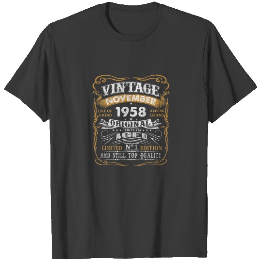 Discover 63Rd Birthday Men Women Vintage November 1958 63 Y T-shirt