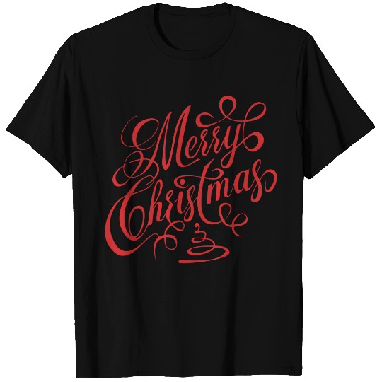 Merry Christmas Red Fancy Cursive Typography Plus Size T-shirt