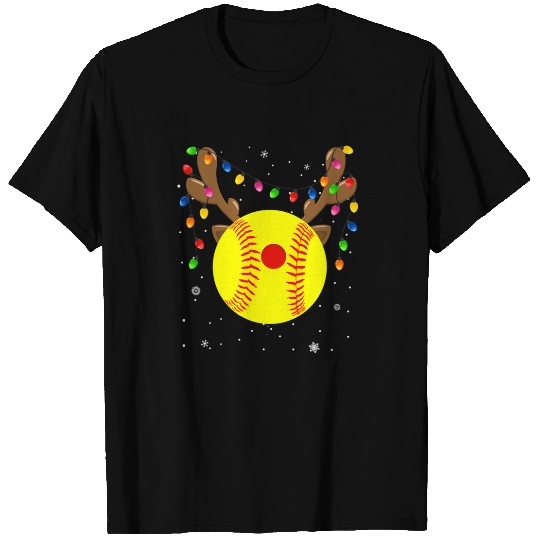 Funny Reindeer Softball Christmas T-shirt