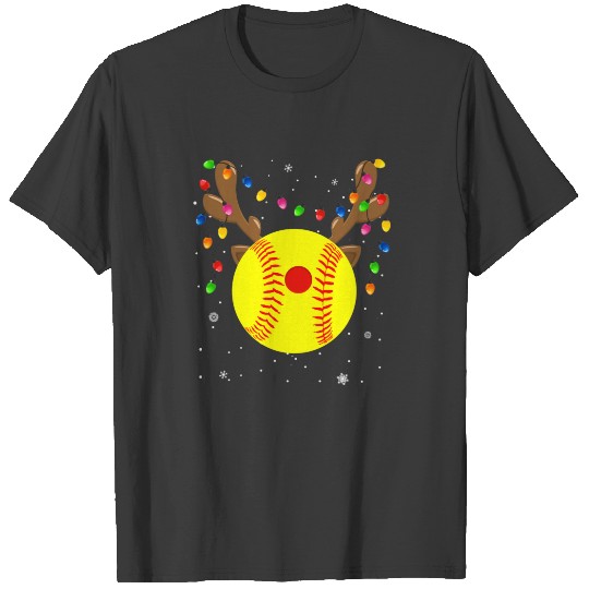 Funny Reindeer Softball Christmas T-shirt