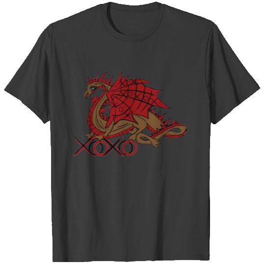 XOXO red and brown dragon T-shirt