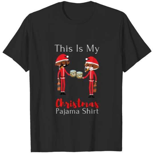This Is My Christmas Pajama Santa Drinking Bourbon T-shirt