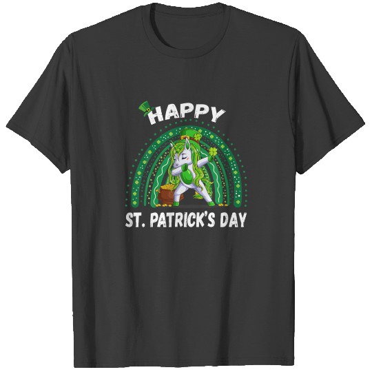 Happy St.Patrick's Day Rainbow Unicorn Dabbling Da T-shirt