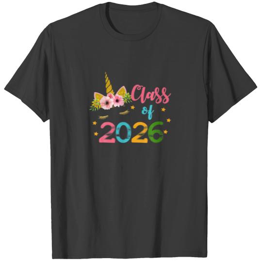 Cute Unicorn First Day Of School Class Of 2026 T-shirt