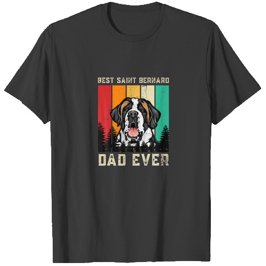 Vintage Best Saint Bernard Dad Ever Dog Father Paw T-shirt