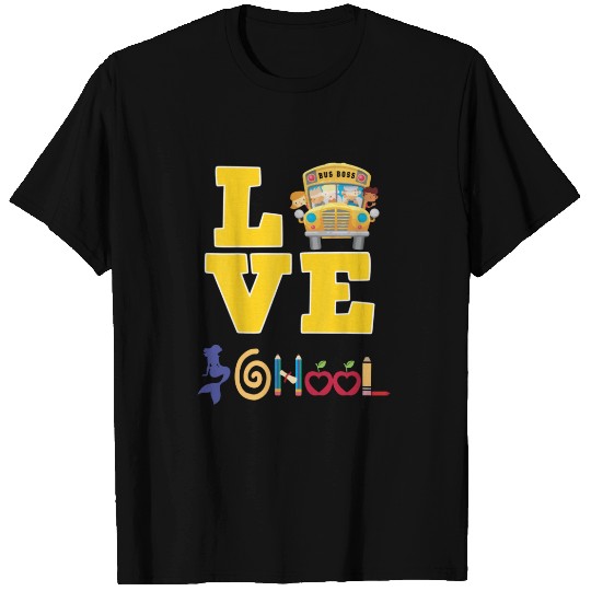 Mermaid love school bus T-shirt