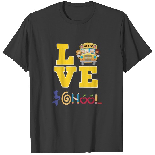 Mermaid love school bus T-shirt