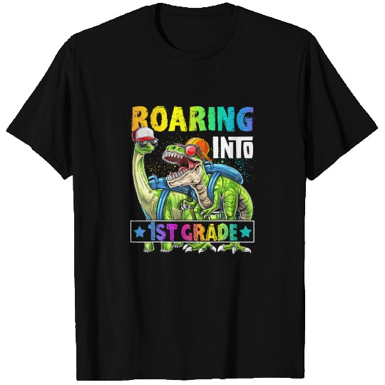 Roaring 1St Grade Dinosaur Backpack Back To School T-shirt