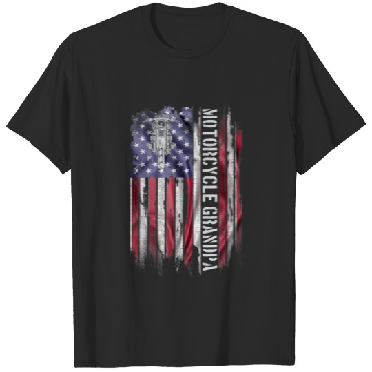 Discover Vintage USA Flag Motorcycle Dirt Bike Grandpa Silh T-shirt