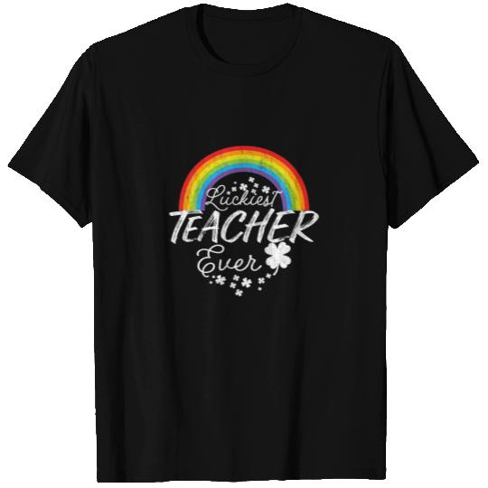 Luckiest Teacher Ever Rainbow- St Patricks Day Tea T-shirt