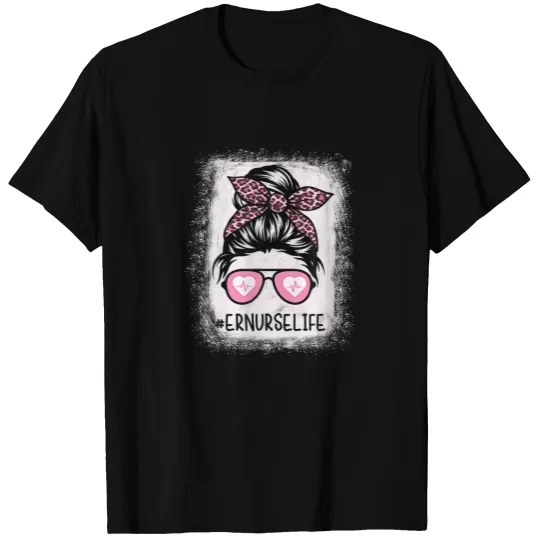 ER Nurse Life Leopard Bleached S Pink Leopard Mess T-shirt