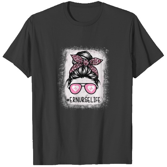 ER Nurse Life Leopard Bleached S Pink Leopard Mess T-shirt