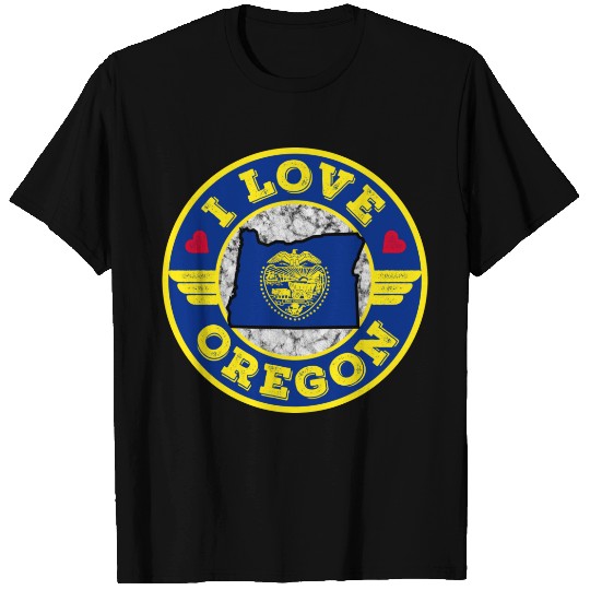 I Love Oregon State Map and Flag T-shirt