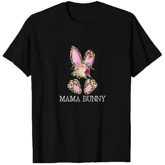 Cute Floral Leopard Print Mama Bunny Easter T-shirt