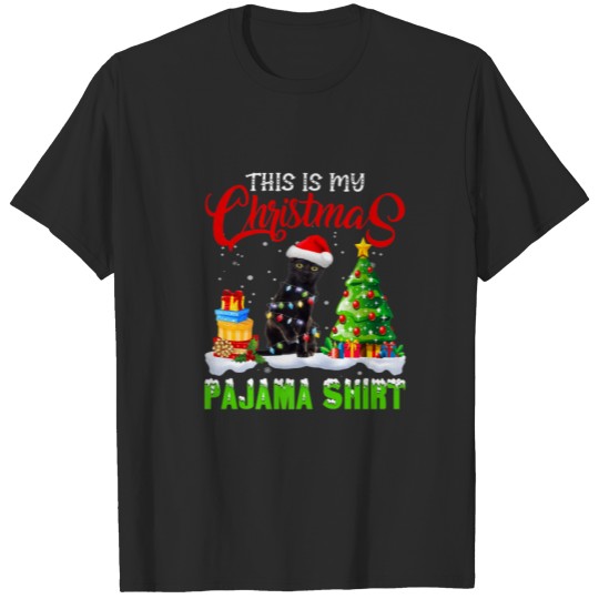 Discover This Is My Christmas Pajama Black Cat Christmas Li T-shirt