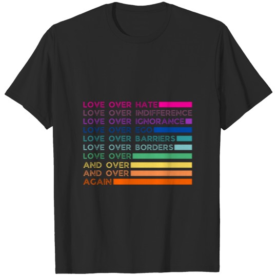 Love over hate Love over indifference Love over T-shirt