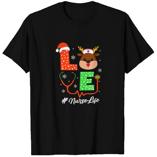 Christmas Nurse Scrub Love Reindeer Nurse T-shirt