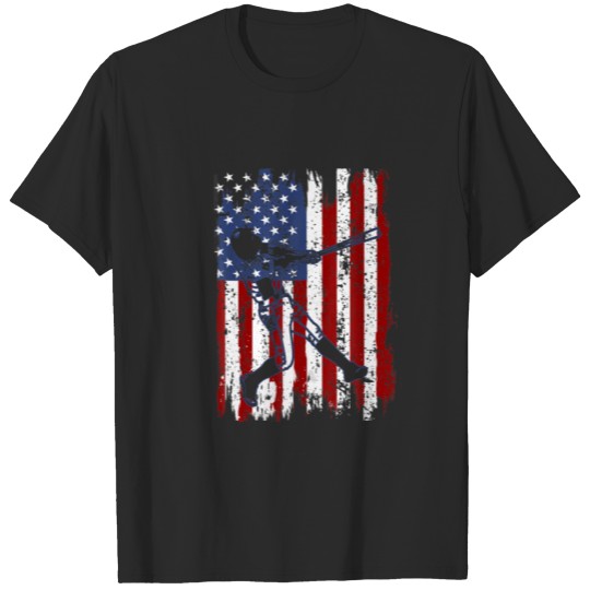 Baseball American Flag 4Th Of July Patriotic T-shirt