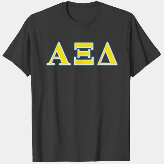Alpha Xi Delta Yellow and Blue Letters T-shirt