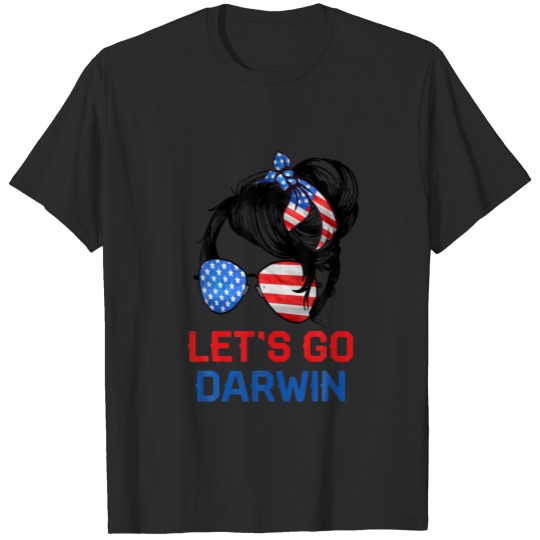 Discover Let's Go Darwin Women Girl Lets Go USA Flag Messy T-shirt