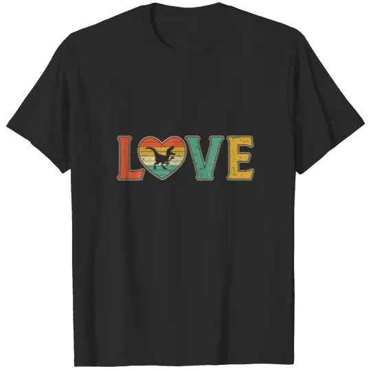 Vintage Love Dinosaur Retro 70S 80S Heart Farm Ani T-shirt