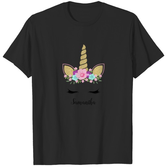Discover Magical Unicorn Glitter Pink, Purple & Teal Floral T-shirt