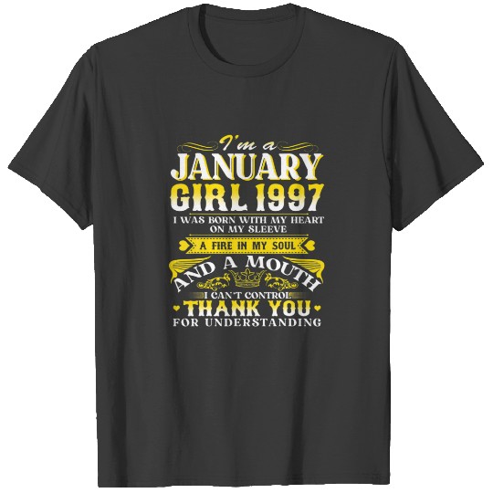 Discover January Girls 1997 Birthday Gift 25 Years Old Made T-shirt
