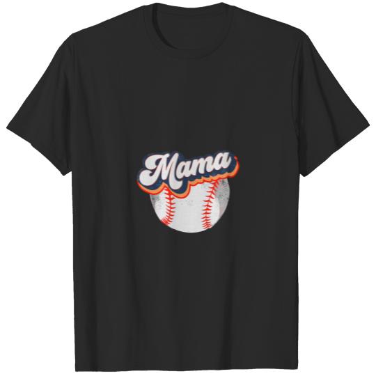Discover Retro Distressed Baseball Mama Mom's Life Mother's T-shirt
