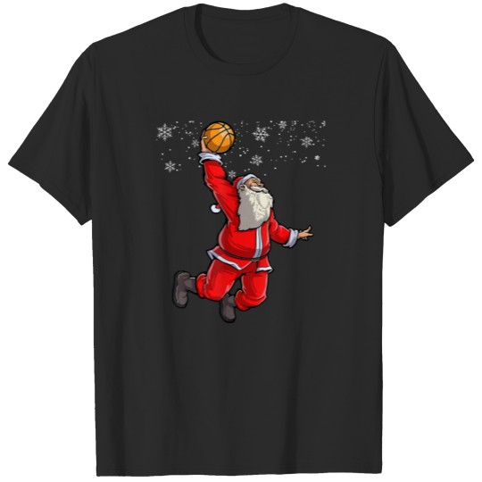 Discover Christmas Basketball Pajamas Santa Claus Slam Dunk T-shirt
