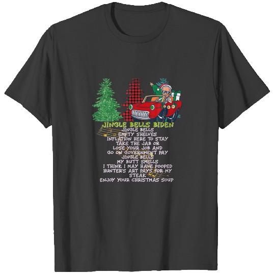 Jingle Bells Biden Smells Santa Plaid Tree Christm T-shirt