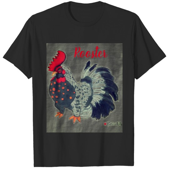 Discover Rooster Drawing with Text on T-shirt