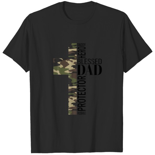 Discover Mens Husband Daddy Protector Hero Blessed Dad Chri T-shirt
