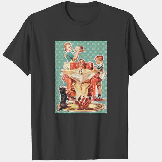 Vintage 1950's nuclear family 50's retro housewife T-shirt