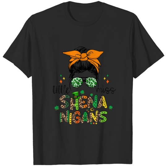 Discover St Patricks Day Little Miss Shenanigans Messy Bun T-shirt