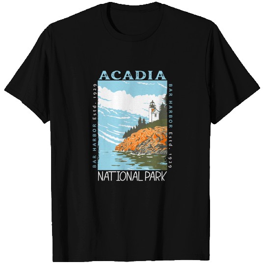 Acadia National Park Bar Harbor Lighthouse Vintage T-shirt