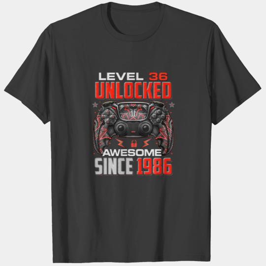 Level 36 Unlocked Awesome Since 1986 36Th Birthday T-shirt