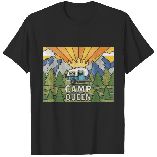 Discover CAMP QUEEN DRAW DRAWING CAMPING CAMPER WOODS T-shirt