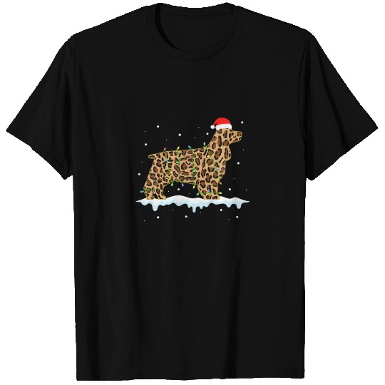 Cocker Spaniel Christmas Leopard Lights Xmas Match T-shirt
