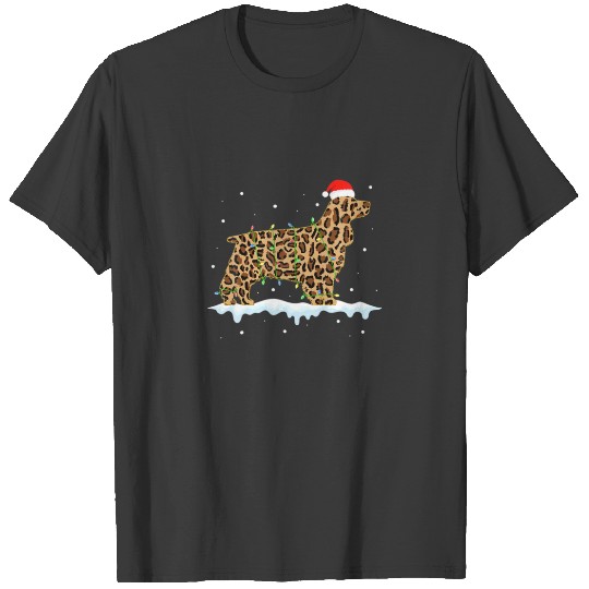 Cocker Spaniel Christmas Leopard Lights Xmas Match T-shirt