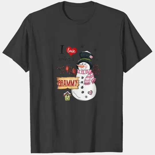 I Love Being A Grammy Snowman Christmas Funny Xmas T-shirt