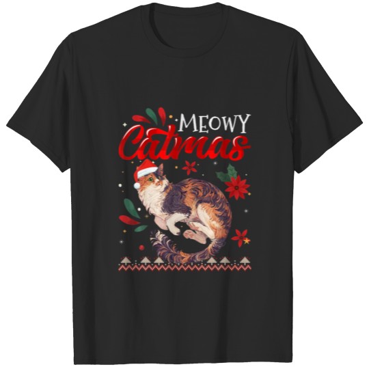 Discover Meowy Catmas Calico Cat Christmas T-shirt