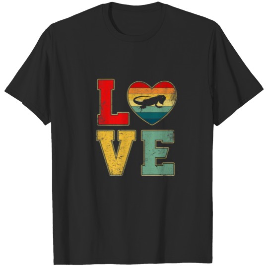 Vintage Love Iguana Retro 70S 80S Heart Farm Anima T-shirt