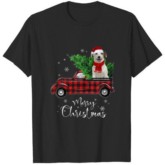 Discover Jack Russell Dog Ride Red Truck Christmas Funny Do T-shirt